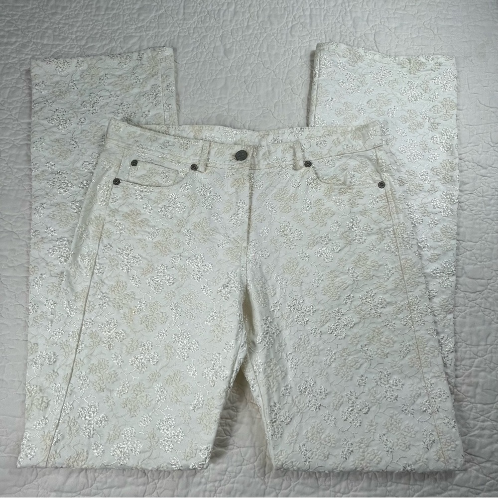 🔥NWOT Cynthia Steffe Embroidered Off White Jeans Pants Women Size 6